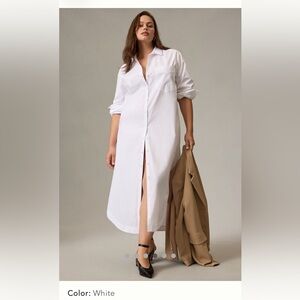 Maeve White Button-Front Shirt Dress